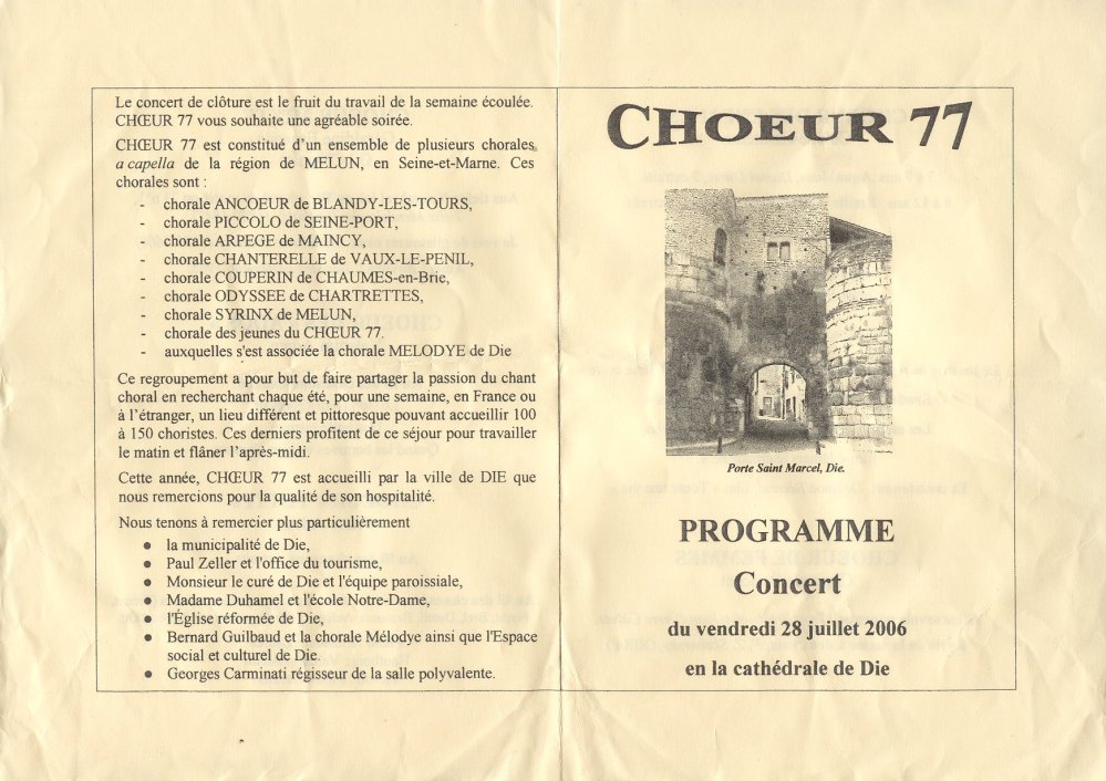 Programme Concert 28-07-06